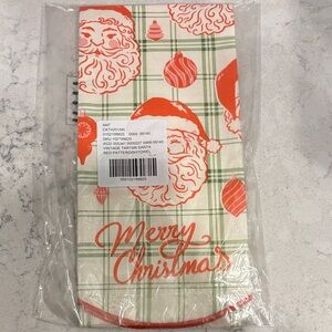 NWT Anthropologie Vintage-Inspired Tartan Santa Dish Towel